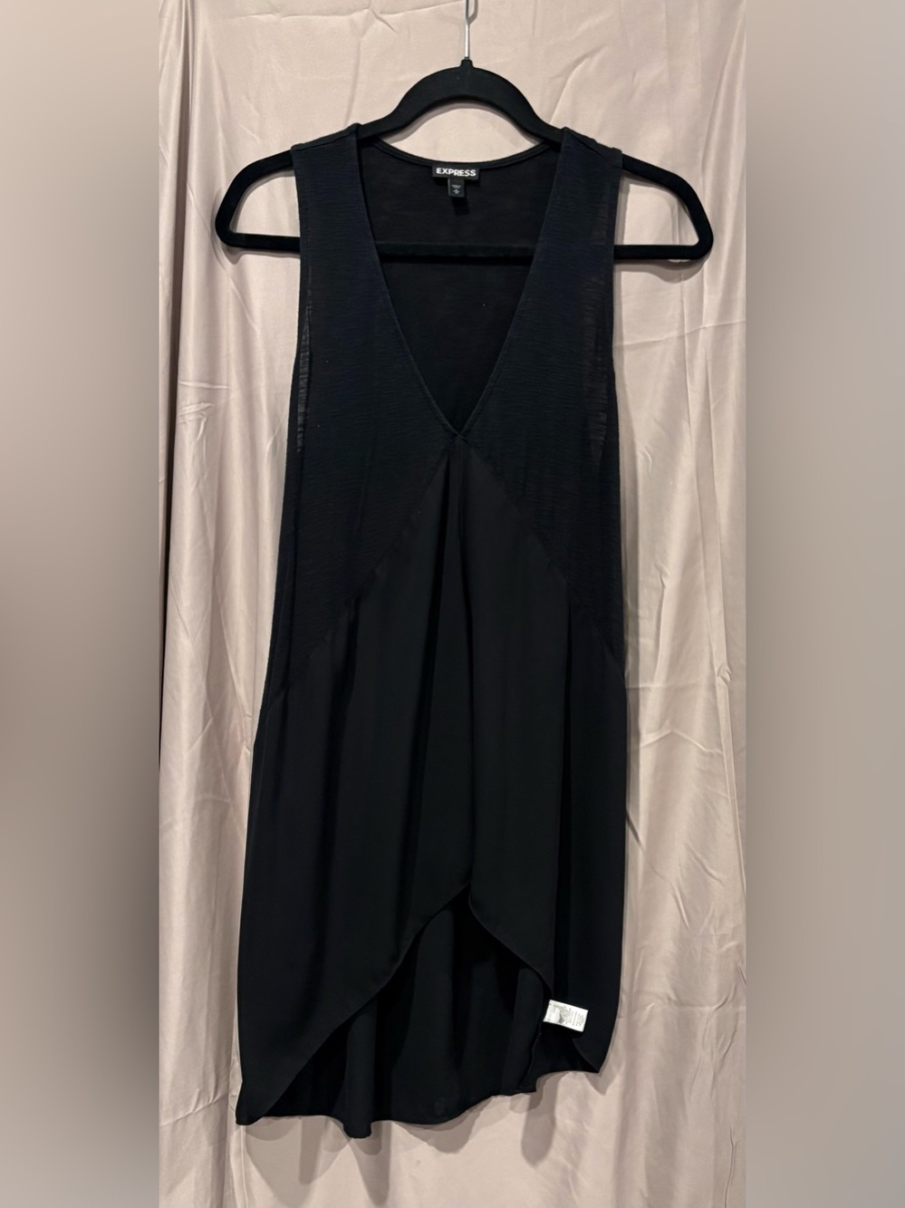 Express Black V-Neck Draped Tulip Hem Tank